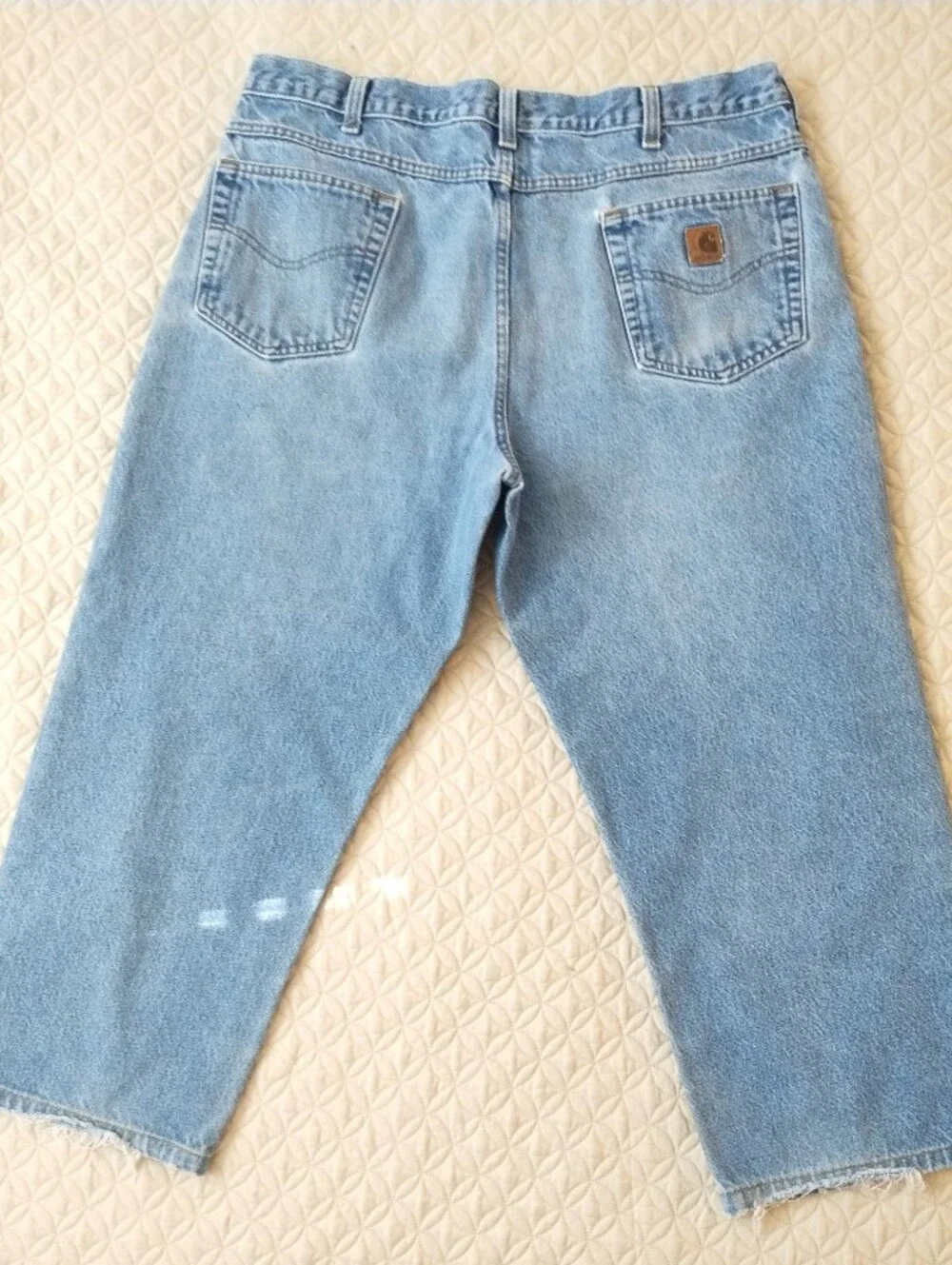 Vintage Carhartt Jeans Mens 40x30 Light Wash Loose Fit Straight Denim